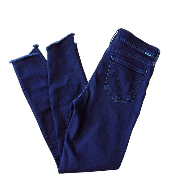 Mother Jeans Size 27 The Stunner Zip Two Step Fray Holding Hands Dark Wash - Picture 1 of 16